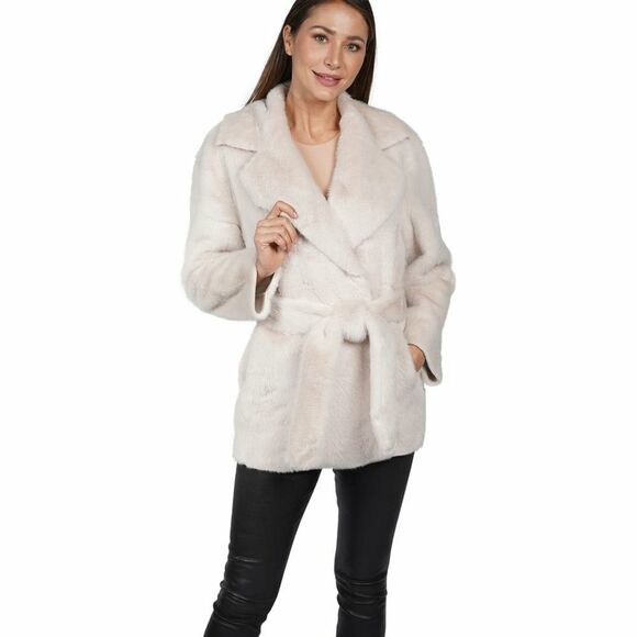 Love Token BENTLEY FAUX FUR TIE WRAP JACKET - Picture 1 of 16